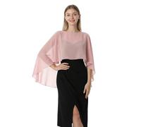 Hotshawl Capelets for women Chiffon Cape Shawls and Wraps for Evening Dress Wedding Capes Cover Up, Rose Gold, One Size