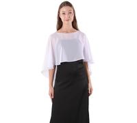 Hotshawl Capelets for Women Chiffon Cape Shawls and Wraps for Evening Dress Wedding Capes Cover Up, White, One Size