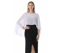 Hotshawl Capelets for Women Chiffon Cape Shawls and Wraps for Evening Dress Wedding Capes Cover Up, White, One Size