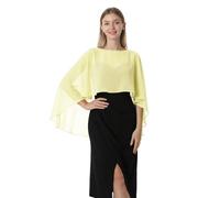Hotshawl Capelets for women Chiffon Cape Shawls and Wraps for Evening Dress Wedding Capes Cover Up, Yellow, One Size