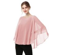 Hotshawl Capes for Womens Casual chiffon shawl Casual Chiffon Cape Sheer shawls and wraps Poncho Capelets Cover Up, Blush, One size