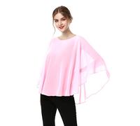 Hotshawl Capes for Womens Casual chiffon shawl Casual Chiffon Cape Sheer shawls and wraps Poncho Capelets Cover Up, Pink, One size