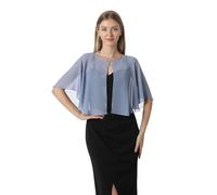 Hotshawl Chiffon Capelet Women's Soft capes Shawls and Wraps for Evening Dress Wedding Cape Cover Up, Dusty Blue, One Size