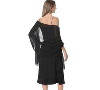 Hotshawl Chiffon Shawls and Wraps for Evening Dresses Women Elegant Soft Scarf Bridal Scarve Wedding Stole, Black, Plus Size