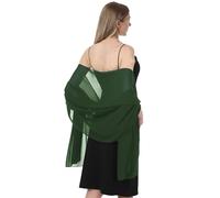 Hotshawl Shawl Scarve Wraps Soft Chiffon Lace Pashmina for Evening dresses on formal occasions, Dark Green(chiffon), One Size