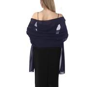Hotshawl Shawl Scarve Wraps Soft Chiffon Lace Pashmina for Evening dresses on formal occasions, Navy(chiffon), One Size