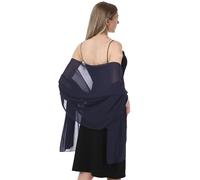 Hotshawl Shawl Scarve Wraps Soft Chiffon Lace Pashmina for Evening dresses on formal occasions, Navy(chiffon), One Size