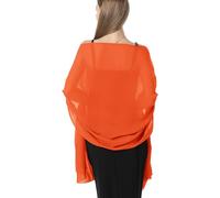 Hotshawl Shawl Scarve Wraps Soft Chiffon Lace Pashmina for Evening dresses on formal occasions, Orange Red(chiffon), One Size