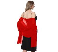 Hotshawl Shawl Scarve Wraps Soft Chiffon Lace Pashmina for Evening dresses on formal occasions, Red(chiffon), One Size