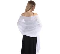 Hotshawl Shawl Scarve Wraps Soft Chiffon Lace Pashmina for Evening dresses on formal occasions, White(chiffon), One Size