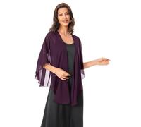 Hotshawl Shawls and Wraps for Evening Dresses Sheer Chiffon Women Elegant Soft Silky Scarf Scarve Wedding Bridal Stole, Plum Purple, One Size