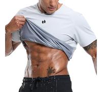 HOTSUIT Sauna Shirts for Men Waist trainer Sauna Tshirts for Weight loss Heart trapping Sweat suits with Short Sleeve for Boxing on Gym Fitness White 2XL
