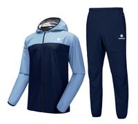 HOTSUIT Sauna Suit for Men for Weight loss Sweat Suits for Sport Boxing MMA With Sauna Jacket and Pants for workout on Gym Light Blue L