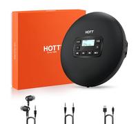 HOTT C204 Basic Portable CD Player with Non-Slip Protection, AA Battery Powered, Support MP3/CD-R, Headphone and AUX Output for Car, Home, Travel