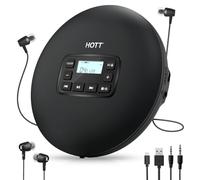 HOTT Portable CD Player Compact Player Dry Battery Powered CD Player with Key Lock / Anti-Skip / ASP Shock Protection Supports Music Playback / Language Learning (Black)