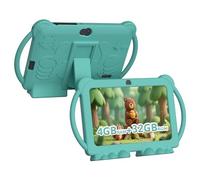 HOTTABLET Kids Tablet 7 inch Android 12, 4GB RAM 32GB ROM, 512GB Expandsion, with Parental Control, WiFi, Bluetooth, Dual Camera with Silicone Case, 1PCS(Green)