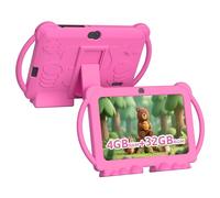 HOTTABLET Kids Tablet 7 inch Android 12, 4GB RAM 32GB ROM, 512GB Expandsion, with Parental Control, WiFi, Bluetooth, Dual Camera with Silicone Case, 1PCS(Pink)