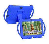 HOTTABLET Kids Tablet 7 inch Android 12, 4GB RAM 32GB ROM, 512GB Expandsion, with Parental Control, WiFi, Bluetooth, Dual Camera with Silicone Case, 1PCS(Blue)