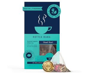 HOTTEA MAMA | Head Start | Beat The Caffeine Crash | Organic White Tea And Rose | 14 Whole Leaf Biodegradable Bags (28 Cups Of Tea)