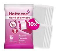 Hotteeze Hand Warmers - 10 Pads Odourless, Self-Adhesive, Disposable Glove Warmers for Pain Relief, Instant Air-Activated Pocket Heater, Provides 10 Hours of Heat for Cold Hands and Sore Muscles