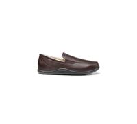Hotter Relax Brown leather Mens slippers 3411-20 in a Plain Leather in Size 12