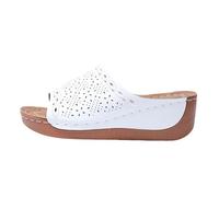 hotter sandals for women wide fit Sandals for Women Slip on Open Toe Wedge Shoes Comfortable Cushion Wide Fit Arch Support Orthopedic Sandal Plantar Fasciitis Slingback Walking Slide White 5