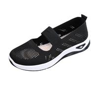 Hotter Shoes Women Clearance Slip on Trainers Women Wide Fit Memory Foam Running Shoes Lightweight Non Slip Wedge Trainer Breathable Low Top Mesh Orthopedic Ladies Trainers Size 4 Black 4