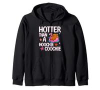 Hotter Than A Hoochie Coochie Funny Summer Highland Cow Zip Hoodie