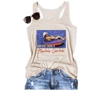 Hotter Than A Hoochie Coochie Graphic Summer Music Concert Chris Vintage Sexy Tank Tops for Women Cute Funny Friend Camis, Beige, L
