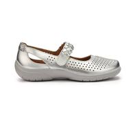 Hotter Women's Wide Fit 'Quake II' Classic Mary Janes in Metallic Silver | Size: 4 Hotter Metallic Silver 4