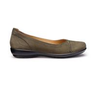 Hotter Women's Wide Fit 'Robyn II' Ballet Pumps in Khaki | Size: 4.5 Hotter Khaki 4.5