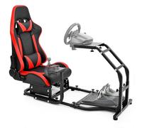 Hottoby Steering Wheel Stand Racing Cockpit with Electronic Competition Chair Fit PC Xbox PS4 Racing Simulator for Logitech G25 G27 G29 G920 Thrustmaster Racing Wheel Shifter and Pedals（Red）