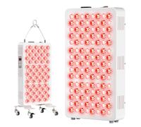 Hottoerak Red Light Panel, 124W High Power Red Lights with 120 LEDs, 660nm & 850nm lnfrared Light, 5-60Min Timer & Rolling Base Infrared Lamp for Home, Gym