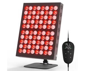 Hottoerak Red Light Panel, 660nm & 850nm Infrared Lamp, 62W Red Light Lamp with 80LEDs, 10/20/30Min Timer, 5 Brightness Infrared Light, Compact, Energy Efficient