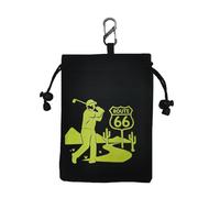 HotTopStar Golf Valuables Pouch with Drawstrings and Carabiner Golf Ball Bag Waterproof Nylon Golf Ball Pouch Storage for Sports Golfing Accessories, Yellow