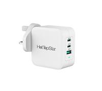 HotTopStar USB C Charger 100W Fast Charger, 3-Port GaN Charger, USB Type C Fast Charging Plug Power Adapter for MacBook Pro/Air, Dell, iPad Pro, iPhone 16/15, Galaxy S24, Pixel 6-White