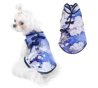 Hottptyer Pet Cheongsam Dress Soft Stretch Breathable Cotton (L) | Comfortable pet clothing suits daily wear through cotton and delicate buttons and large cuffs allow movement