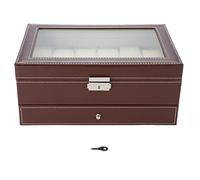Hottptyer Watch Storage Case 12 Slots Double Layers Large Capacity | Jewelry Display Organizer keeps watches and jewelry in a drawer with built in mirror and smooth fine texture
