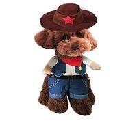 Hotumn Cowboy Dog Costume with Hat Dog Clothes Halloween Costumes for Cat and Small Dog (M)