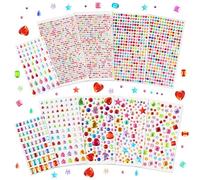 HOTUT 10 Sheets Gem Stickers,Rhinestone Self Adhesive Gems for Crafting,Acrylic Glitter Stickers,Sparkly Flatback Assorted Shapes Jewels,Self Adhesive Acrylic Gems Stickers for DIY Crafts Gluing