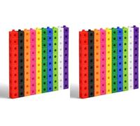 HOTUT 100 Pcs Maths Cubes with 10 Colours, Linking Cubes, Early Years Maths Learning, Magic Counting Blocks, Counting Block Set for School and Home - 2 CM (Pack of 2)