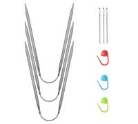 HOTUT 2.5mm Circular Knitting Needles 23cm Long, 3 Pcs Fixed Circular Knitting Pins, Round Needles Knitting Size US 1.5, Stainless Steel Circle Pins for Blanket, Scarf, Hats