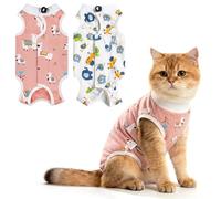 HOTUT 2 Pack Cat Recovery Suit,Breathable Soft Anti Licking Cat Bodysuit,Kitten Onesie Pet Surgical Spay Shirt,for Abdominal Wounds or Skin Diseases,Elizabethan Collar Alternative