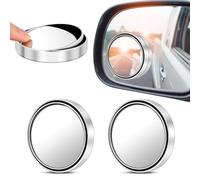 HOTUT 2 Pcs Blind Spot Mirrors,Automotive Side Blindspot Mirror for Car,360° Rotate Sway Silver HD Glass Round Curved Convex Wide Angle Mirror,Waterproof HD Glass Blind Spot Mirrors for Car,Suv,Truck
