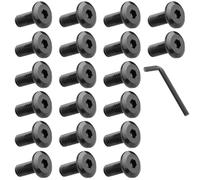 HOTUT 20 Pcs M8 Bolts Set, Black Hexagon Socket Head Cap Screws with Wrench, Stainless Steel Round Head Hex Socket Head Cap Machine Screws, Thread Fastener Hex Bolts, Pan Head Furniture Bike Bolts Set