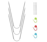 HOTUT 2mm Circular Knitting Needles 23cm Long, 3 Pcs Fixed Circular Knitting Pins, Round Needles Knitting Size US 0, Stainless Steel Circle Pins for Blanket, Scarf, Hats