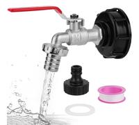 HOTUT 3/4" Brass IBC Tank Fittings, Leakproof Water Butt Tap with Hose Connector, 1000L Water Tank tap Valve with 3/4'' Connection IBC Adapter for S60x6 Water Storage Tank Tap Garden
