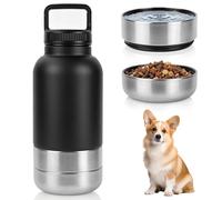 HOTUT 3-in-1 Dog Water Bottle, 1000ml Water Feeder Leak Proof Portable Puppy Water Dispenser, Stainless Steel, for Pets Outdoor Walking, Hiking, Camping, Travel, Outdoor Doggy Drinking Gift