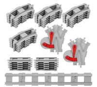 HOTUT 32 PCS City Train Tracks, City Railway Rails for Train, Construction Toy Set Compatible with All Major Brand, Classic Tracks Gifts for Boys and Girls, 2 Change Track 20 Curved Rails 10 Straights