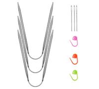 HOTUT 4.5mm Circular Knitting Needles 23cm Long, 3 Pcs Fixed Circular Knitting Pins, Round Needles Knitting Size US 7, Stainless Steel Circle Pins for Blanket, Scarf, Hats